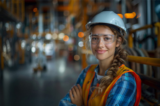 Travailleuse dans un atelier industriel