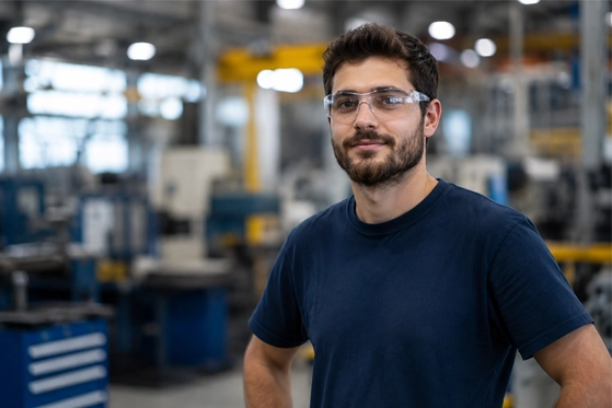 Travailleur dans un atelier industriel